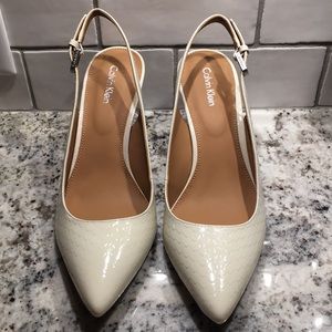 Calvin Klein Patent Python Print Winter White 8.5